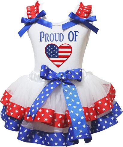 Petitebella Proud Of USA Heart Shirt Petal Skirt Outfit Nb-8y in Saudi Arabia