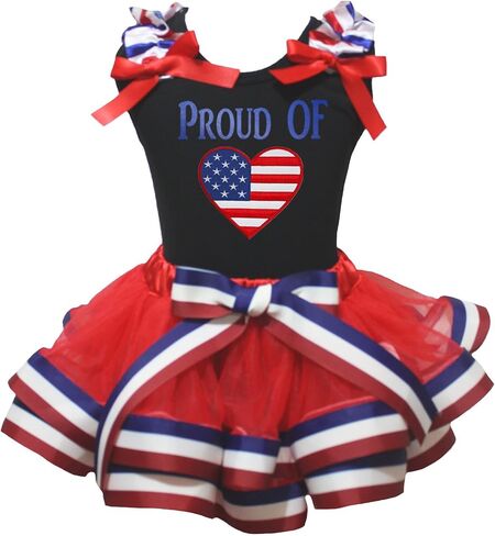Petitebella Proud Of USA Heart Shirt Petal Skirt Outfit Nb-8y in Saudi Arabia