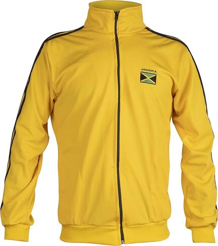 سترة كابويرا بسحاب بعلم جامايكا باللون الأصفر، بدلة رياضية، سترة علوية للجنسين in Kuwait