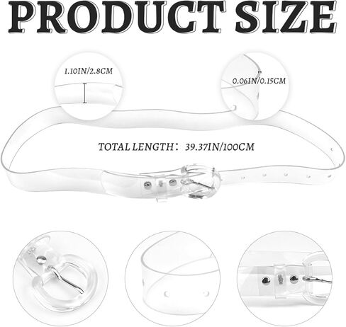 حزام نسائي شفاف، حزام عريض من مادة PVC شفاف كاجوال، إكسسوارات ملابس، حزام خصر بإبزيم شفاف على شكل حرف D in Kuwait