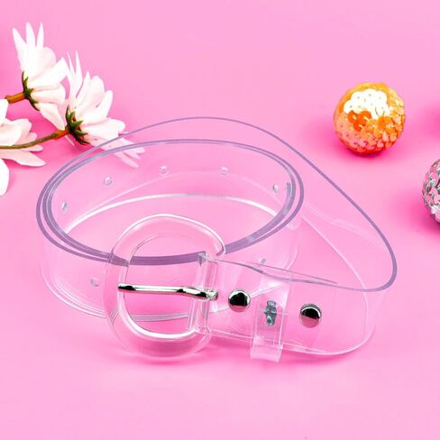 حزام نسائي شفاف، حزام عريض من مادة PVC شفاف كاجوال، إكسسوارات ملابس، حزام خصر بإبزيم شفاف على شكل حرف D in Kuwait