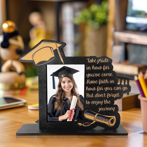 2024 Graduation Picture Frame, Class of 2024 Black Wooden Graduation Photo Frame as Preschool High School College Graduation Gifts Tabletop Display (Black) in Saudi Arabia