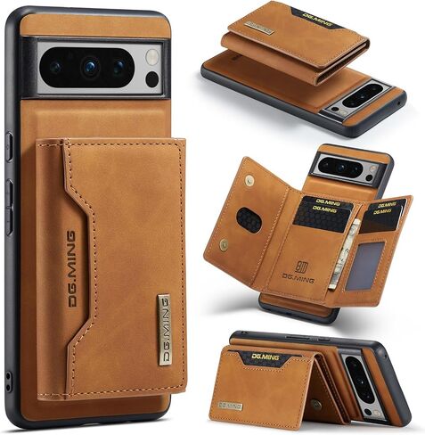Wallet Case for Google Pixel 8 Pro, DG.MING Premium Leather Phone Case Back Cover Magnetic Detachable with Trifold Wallet Card Holder Pocket for Google Pixel 8 Pro (Black) in Saudi Arabia