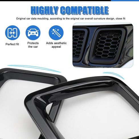 Carbon Fiber Front Grill Rings Grille Inserts Cover Trim Kit Replacement for Jeep Compass MP 2017 2018 2019 2020 in Saudi Arabia
