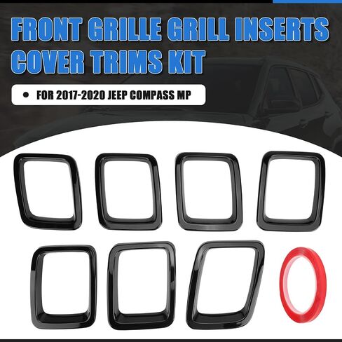 Carbon Fiber Front Grill Rings Grille Inserts Cover Trim Kit Replacement for Jeep Compass MP 2017 2018 2019 2020 in Saudi Arabia