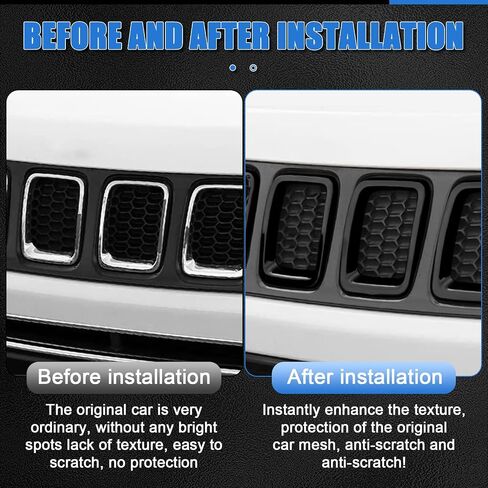 Carbon Fiber Front Grill Rings Grille Inserts Cover Trim Kit Replacement for Jeep Compass MP 2017 2018 2019 2020 in Saudi Arabia