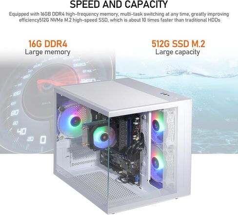 Gaming PC AMD Ryzen5 5600G 6Cores 3.9GHz UP to 4.40 GHz Processor, 16GB DDR4 RAM, 512GB NVMe SSD, AMD Radeon Vega7 Graphics Windows 11 Home - Gaming Desktop Computer White in Saudi Arabia
