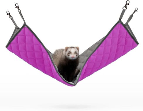 Paw Inspired Hanging Fleece Hammock for Ferrets, Rats, Chinchillas, Sugar Gliders, Cats, Small Pets | Hideout Toy for Guinea Pigs, Hamsters | Swivel Clips for Small Animal Cages (Gray/Green) in Saudi Arabia