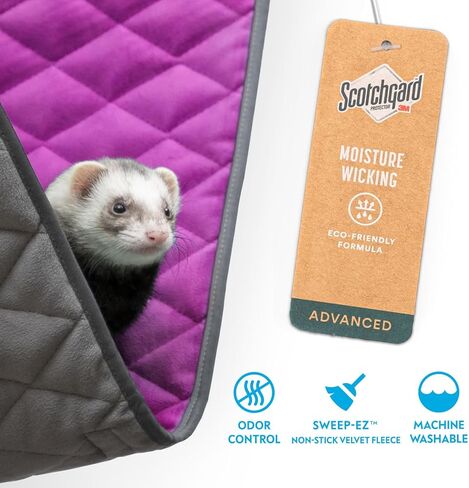 Paw Inspired Hanging Fleece Hammock for Ferrets, Rats, Chinchillas, Sugar Gliders, Cats, Small Pets | Hideout Toy for Guinea Pigs, Hamsters | Swivel Clips for Small Animal Cages (Gray/Green) in Saudi Arabia