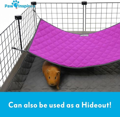 Paw Inspired Hanging Fleece Hammock for Ferrets, Rats, Chinchillas, Sugar Gliders, Cats, Small Pets | Hideout Toy for Guinea Pigs, Hamsters | Swivel Clips for Small Animal Cages (Gray/Green) in Saudi Arabia