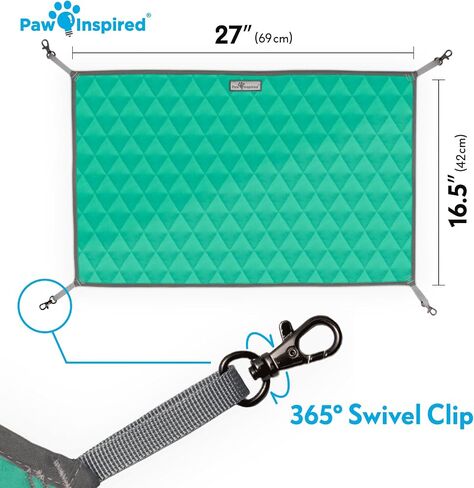 Paw Inspired Hanging Fleece Hammock for Ferrets, Rats, Chinchillas, Sugar Gliders, Cats, Small Pets | Hideout Toy for Guinea Pigs, Hamsters | Swivel Clips for Small Animal Cages (Gray/Green) in Saudi Arabia