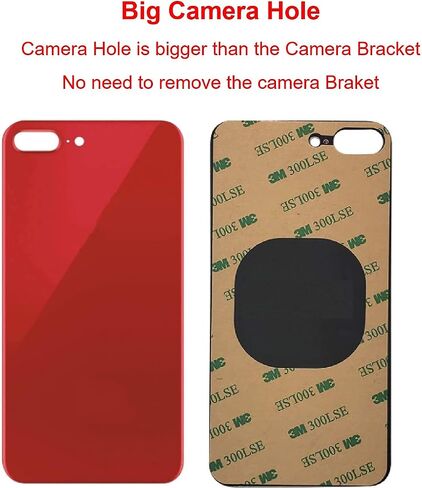 قطعتان من الزجاج الخلفي لهاتف iPhone 8 Plus غطاء خلفي زجاجي (5.5 بوصة) مع شريط مثبت مسبقًا وأدوات إصلاح (أحمر) in Kuwait