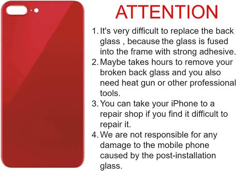 قطعتان من الزجاج الخلفي لهاتف iPhone 8 Plus غطاء خلفي زجاجي (5.5 بوصة) مع شريط مثبت مسبقًا وأدوات إصلاح (أحمر) in Kuwait