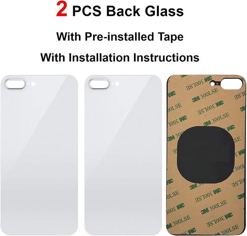 قطعتان من الزجاج الخلفي لهاتف iPhone 8 Plus غطاء خلفي زجاجي (5.5 بوصة) مع شريط مثبت مسبقًا وأدوات إصلاح (أحمر) in Kuwait
