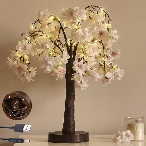 LITBLOOM Lighted Baby Breath Tree 18IN 30 LED Lights with Timer Battery Operated or USB Plug in, Bonsai Tree with Lights for Wedding Party Table Christmas Decoration in Saudi Arabia