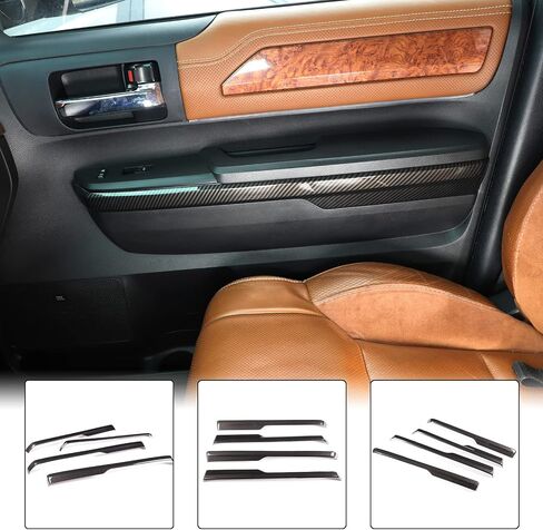 مقبض باب السيارة مسند الذراع شريط مناسب Toyot @ Tundra 2014-2021 مسند ذراع باب السيارة شريط ديكور غطاء لوحة الباب الداخلي غطاء لوحة الباب الأمامي والخلفي الداخلي ملحقات شريط مسند الذراع (غير مناسب لطراز الكابينة المزدوجة!) in Kuwait