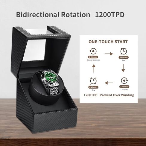 SHOWPIN Automatic Single Watch Winder: Mechanical Watch Winder Box for Women and Men Bidirection Rotation AC Adapter or Battery Powered in Saudi Arabia