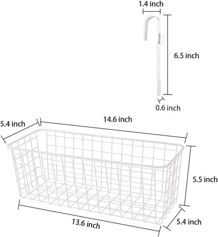 2 Pack Bedside Hanging Wire Basket for Storage Bedside Caddy Hanging Organizer Bunk Bed Shelf Holder Pocket for College Dorm Room Baby Bed Rails (White/Large) in Saudi Arabia