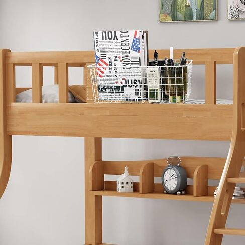 2 Pack Bedside Hanging Wire Basket for Storage Bedside Caddy Hanging Organizer Bunk Bed Shelf Holder Pocket for College Dorm Room Baby Bed Rails (White/Large) in Saudi Arabia