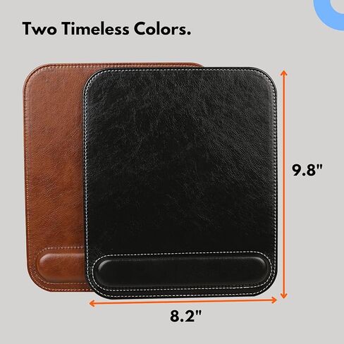 لوحة ماوس جلدية مع دعم للمعصم، وسادة ماوس مريحة بسطح حريري ناعم وظهر مانع للانزلاق (بني) in Kuwait