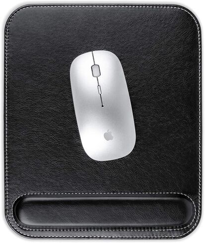 Leather Mouse Pad with Wrist Support, Ergonomic Mouse Pad with Silky Smooth Surface & Non-Slip Backing (Brown) in Saudi Arabia