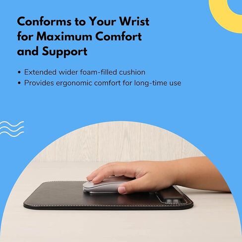 Leather Mouse Pad with Wrist Support, Ergonomic Mouse Pad with Silky Smooth Surface & Non-Slip Backing (Brown) in Saudi Arabia