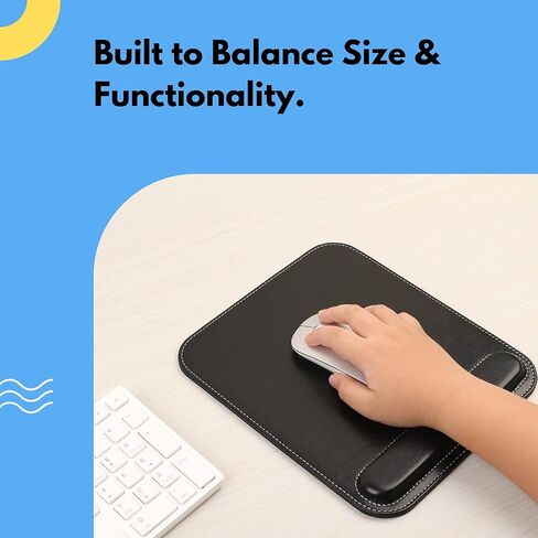 Leather Mouse Pad with Wrist Support, Ergonomic Mouse Pad with Silky Smooth Surface & Non-Slip Backing (Brown) in Saudi Arabia