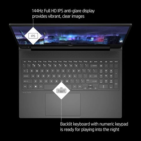 HP Newest Victus 16.1 Ryzen 7 RTX 4060 Gaming Laptop, 16.1" FHD 144Hz, AMD Ryzen 7 8845HS (Beats i7-1355U), NVIDIA GeForce RTX 4060, 16GB DDR5 RAM, 1TB SSD, RGB Backlit KB, Wi-Fi 6, Windows 11 Home in Saudi Arabia