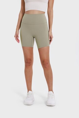 شورت Altiland نسائي عالي الخصر لراكبي الدراجات النارية بدون درزات أمامية، شورت رياضي للجري والتمارين الرياضية مقاس 6 بوصات in Kuwait