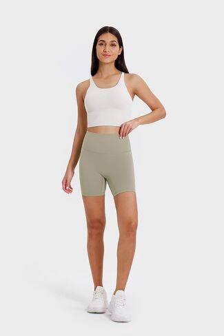 شورت Altiland نسائي عالي الخصر لراكبي الدراجات النارية بدون درزات أمامية، شورت رياضي للجري والتمارين الرياضية مقاس 6 بوصات in Kuwait