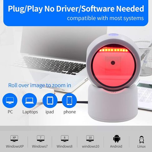 1D 2D QR متعدد الاتجاهات قارئ ماسح الباركود التلقائي بدون استخدام اليدين. قارئ الباركود USB Symcode التلقائي لاستشعار الصور ماسح الباركود. in Saudi Arabia
