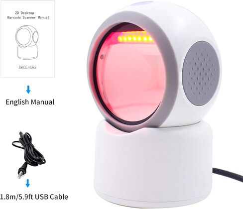 1D 2D QR متعدد الاتجاهات قارئ ماسح الباركود التلقائي بدون استخدام اليدين. قارئ الباركود USB Symcode التلقائي لاستشعار الصور ماسح الباركود. in Saudi Arabia