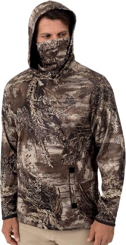 سترة بغطاء رأس مموهة من الصوف التقني للرجال من Realtree مع حزام رقبة مدمج، Max-1 XT، 3X-Large in Kuwait