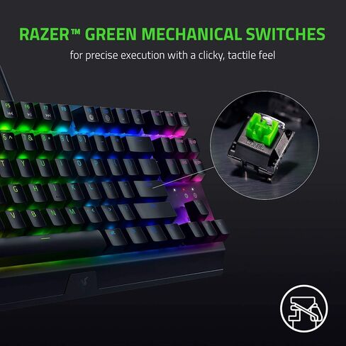 Razer BlackWidow V3 Tenkeyless Mechanical Gaming Keyboard: Razer Mechanical Switches - Chroma RGB Lighting - Compact Form Factor - Programmable Macro Functionality - USB Passthrough (Renewed) in Saudi Arabia
