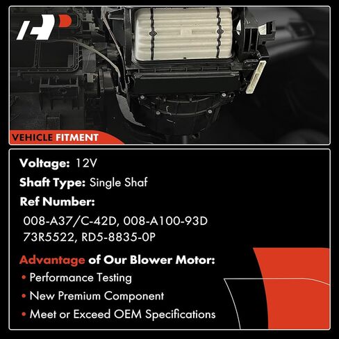 A-Premium HVAC Heater Blower Motor Assembly, with Fan Cage, Front Side, Replace# 008-A37/C-42D, 008-A100-93D in Saudi Arabia
