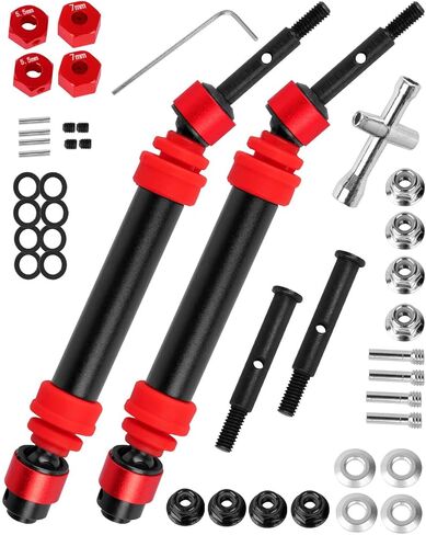 #45 Steel RC Drive Shaft Axles Upgrades Part for 1/10 Slash 2wd (VXL),Harden Front axle&Rear CVD Driveshafts Hops up,Black witrh Red(2PCS) in Saudi Arabia