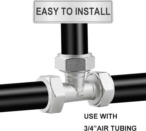 2 PACK 3/4" Tee Air Piping Fittings, 3/4" Tubing x 3/4" Tubing x 3/4" Tubing, Brass-Nickel Plated, Air Line Fittings for Shop Garage Compressed Air Tube System in Saudi Arabia