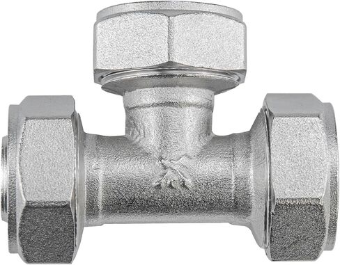 2 PACK 3/4" Tee Air Piping Fittings, 3/4" Tubing x 3/4" Tubing x 3/4" Tubing, Brass-Nickel Plated, Air Line Fittings for Shop Garage Compressed Air Tube System in Saudi Arabia