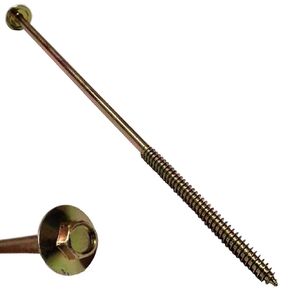 BRAUNY BOY - #12 x 8"- Extra Long Structural Lag Heavy Duty Construction Wood Screw – Yellow Zinc Corrosion Resistant Coating Exterior Timber, Landscape - Easy HEX Head Drive – Flange Head 8 in (20)