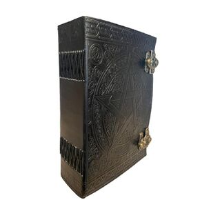 Perfect Leather Shop 600 Pages Large Black Pentagram Embossed Leather Journal | Writing Leather Notebook | Leather Grimoire | Handmade Leather Journal | Leather Sketchbook 7 X 10 Inches