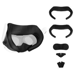 Geekria VR Upgraded Facial Interface & Face Cover Pad Compatible with Meta Quest 3, Sweat-Proof PU Foam Cushion, Accessory Set with Anti-Leakage Light Nose Pad and Lens Protector (Black)