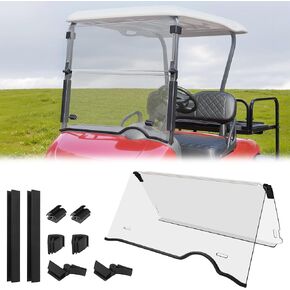 10L0L Golf Cart Windshield for EZGO RXV 2008-up Upgrade Thickened Fold Down Windshields Anti-UV Impact Resistant - 38.18"W X 32.5"H