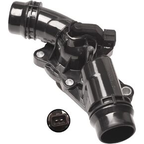 Engine Coolant Thermostat & Housing Assembly Compatible with BMW X5 X6 745i 745Li 545i 645Ci 760i X5 X6 650i 750i 750Li 550i E53 E60 4.4L 6.0L 11537586885, 4508105D