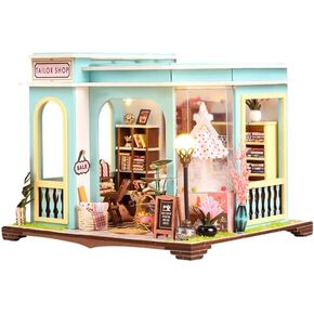 DIY Dollhouse Kit Miniature Dollhouse Kit Build Your Own Shop with Furniture, Lights, Accessories, Gift for All 1:24 Scale,Adult DIY Kit