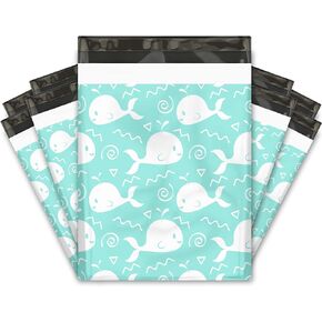 12x15 (50) Blue Whales Designer Poly Mailers Shipping Envelopes Premium Printed Bags