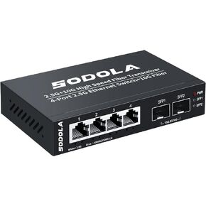 2.5G PoE Switch 75W，Unmanaged 6-Port POE Switch, 4 x 2.5G Base-T & 2 x 10G SFP+,IEEE802.3af/at, Plug & Play/ Desktop&Wall Mount PoE Network Switch