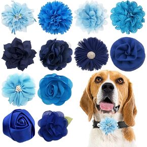PET SHOW 12pcs Dog Collar Bows and Flowers Attachment for Girls Puppies Cats Female Small Medium Dogs Collars Embellishment Decor for Wedding Birthday Parties Grooming Pet Collar Accessories