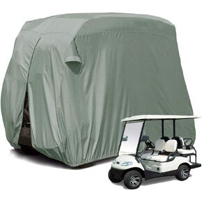 【2023Upgraded】Outdoor Golf Cart Cover Compatible with EZ GO,Club Car, Yamaha, Moveland Custom Cart Cover with 300D Material + Extra PVC Coating Dust UV Prevention (Grey)
