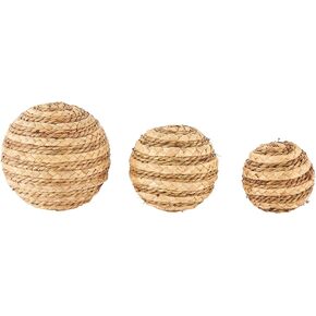 Deco 79 Seagrass Handmade Braided Decorative Ball Orbs & Vase Filler, Set of 3 6", 5", 4" H, Brown