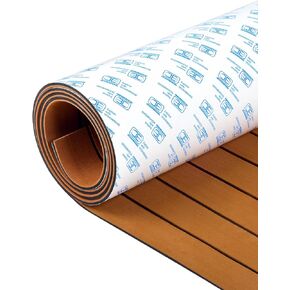 OCEANBROAD Boat Flooring EVA Foam Self-Adhesive 96''x45.6''/36''/28.8''/16.8'' Faux Teak Marine Boat Decking Sheet for Boats Pontoon Jon Boat Yacht Floor